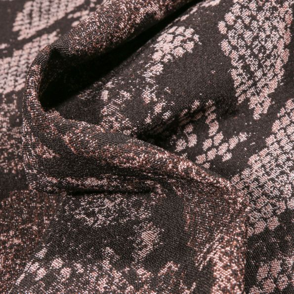 Tissu Bengaline Jacquard Peau de reptiles sur fond Marron - Par 10 cm