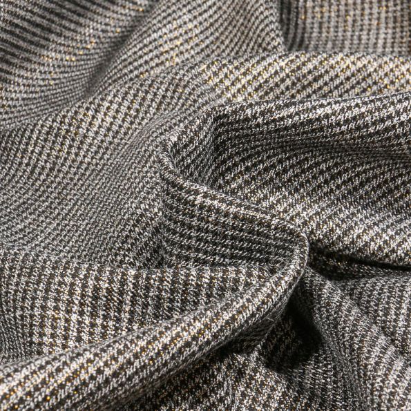 Tissu Jacquard polyviscose extensible Manchester pailleté sur fond Doré - Par 10 cm