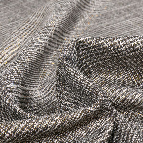 Tissu Jacquard polyviscose extensible Manchester pailleté sur fond Cuivre - Par 10 cm