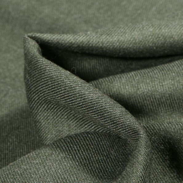 Tissu Viscose Twill uni Vert kaki foncé - Par 10 cm