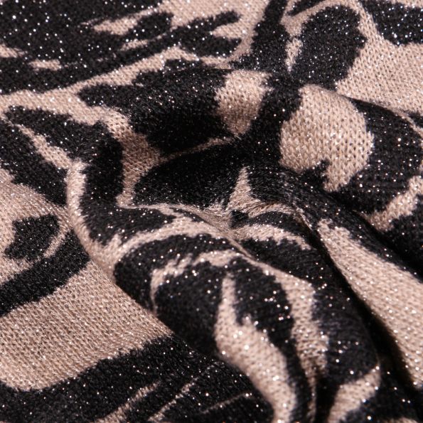 Tissu Maille lurex Peau de zèbre sur fond Beige sable - Par 10 cm