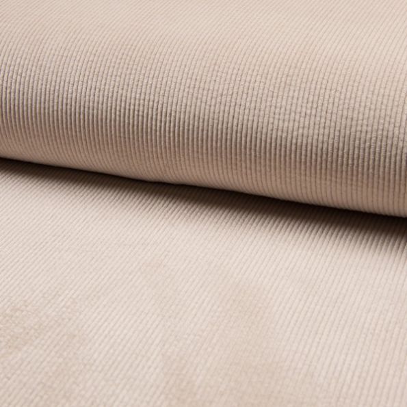 Tissu Velours côtelé lavé uni Beige - Par 10 cm