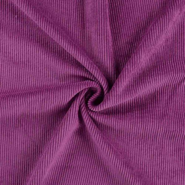 Tissu Velours côtelé lavé uni Violine - Par 10 cm