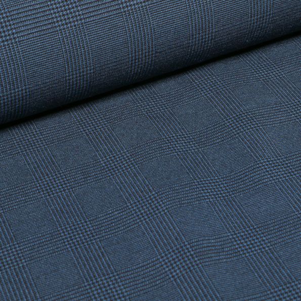 Coupon Tissu Bengaline Ecossais sur fond Bleu - Coupon de 20 cm