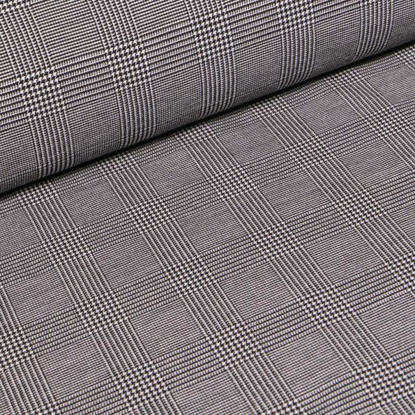 Tissu Bengaline Ecossais sur fond Blanc - Par 10 cm