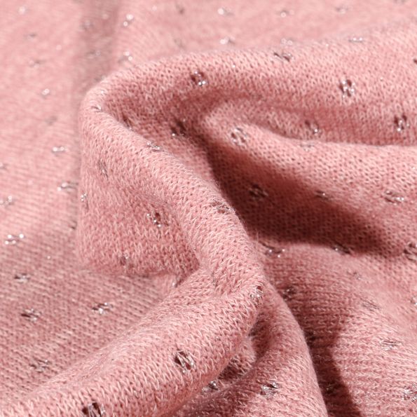 Coupon Tissu Maille Jersey ajourée lurex Craftine Box Cosy Blush - Coupon de 130 cm