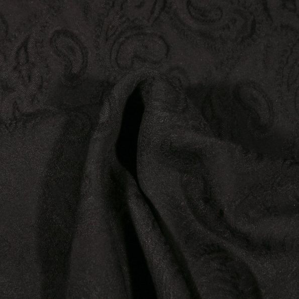 Tissu Viscose Motif cachemire ton sur ton sur fond Noir - Par 10 cm