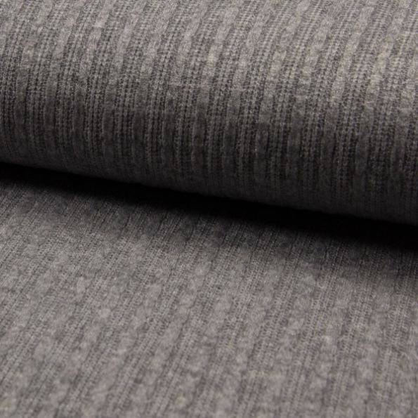 Tissu Maille Jersey Cloë sur fond Gris - Par 10 cm