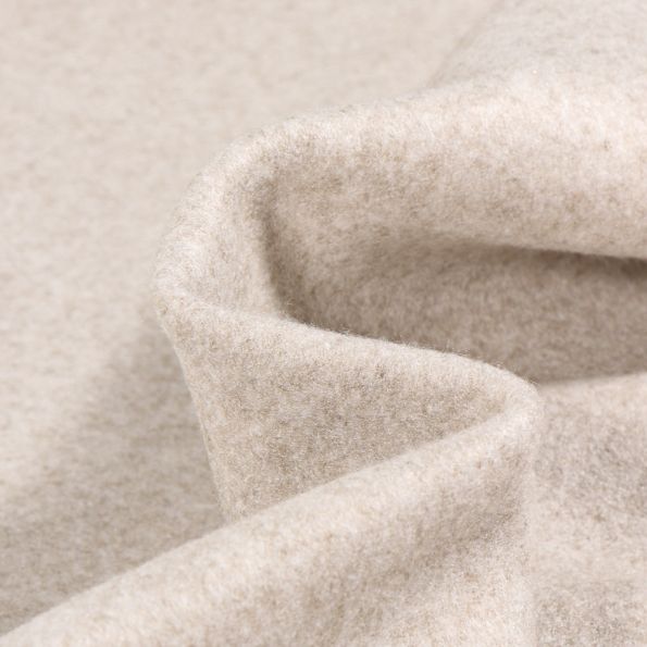 Tissu Maille envers polaire Beige chiné - Par 10 cm