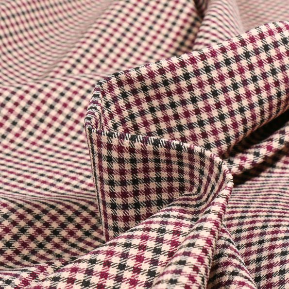 Tissu Bengaline Candy bordeaux sur fond Ecru - Par 10 cm