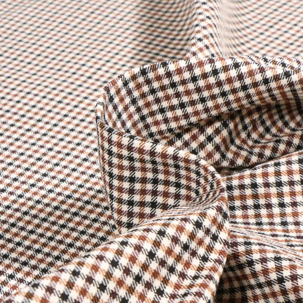 Tissu Bengaline Candy marron sur fond Blanc cassé - Par 10 cm