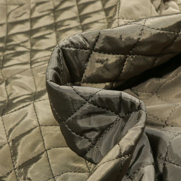 Tissu Doudoune matelassé Dahli sur fond Vert kaki - Par 10 cm