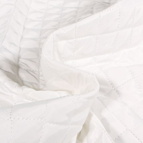 Tissu Doudoune matelassé Dahli sur fond Blanc - Par 10 cm
