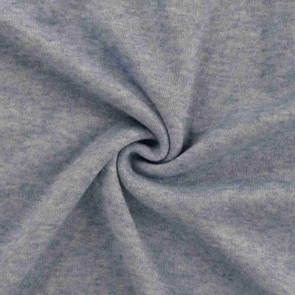Tissu Maille Viscose lourde Maelis uni Bleu chiné - Par 10 cm