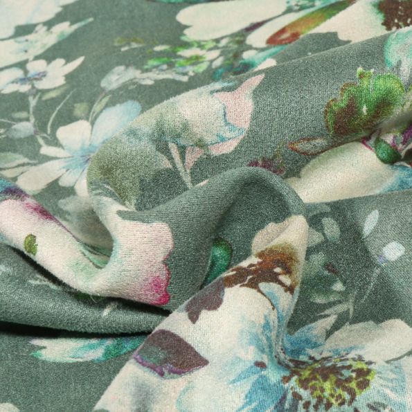 Tissu Suédine Scuba Donja sur fond Vert amande - Par 10 cm