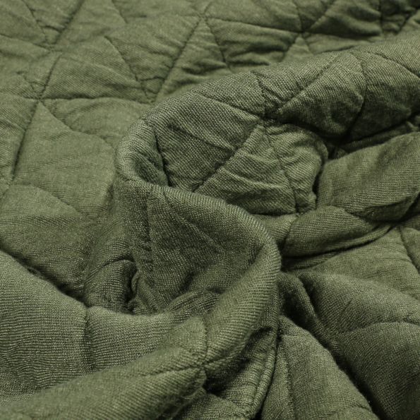 Tissu Sweat matelassé gaufré Dacota Vert kaki - Par 10 cm