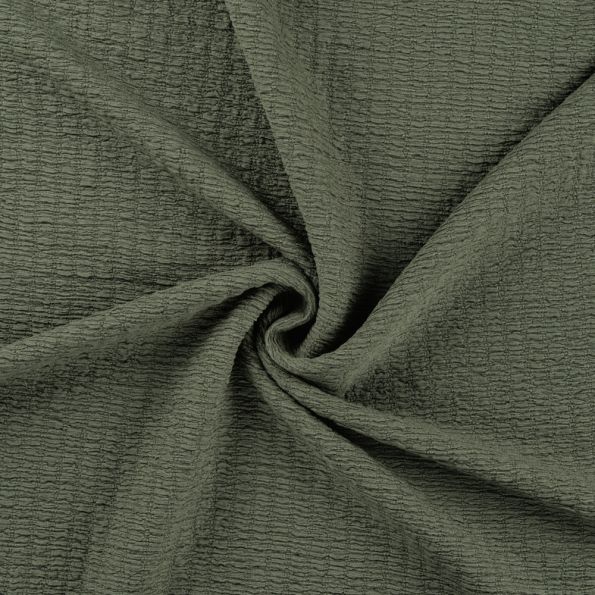 Tissu Jersey Smock uni Vert kaki - Par 10 cm