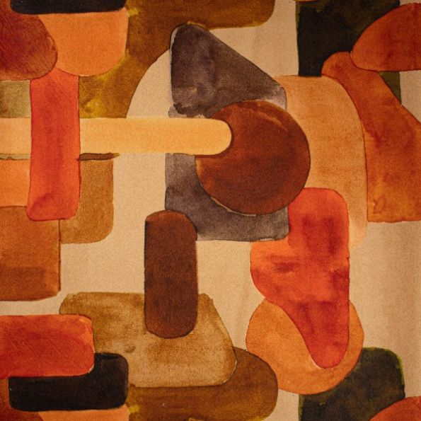 Tissu Drap de manteau Aquarelle sur fond Terre de Sienne - Par 10 cm