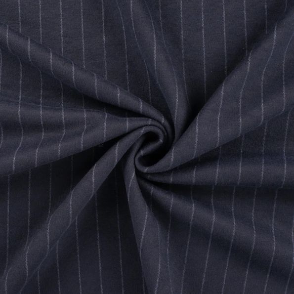 Tissu Drap de manteau Rayé chiné Bleu marine - Par 10 cm