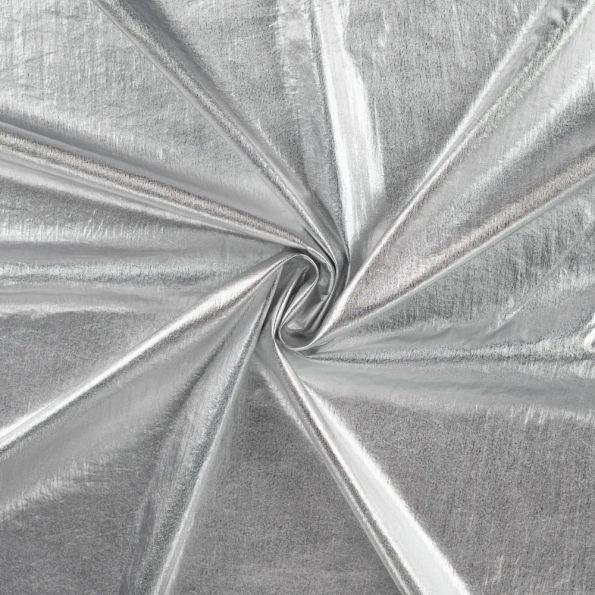 Tissu Taffetas d'habillement Froissé Argent - Par 10 cm