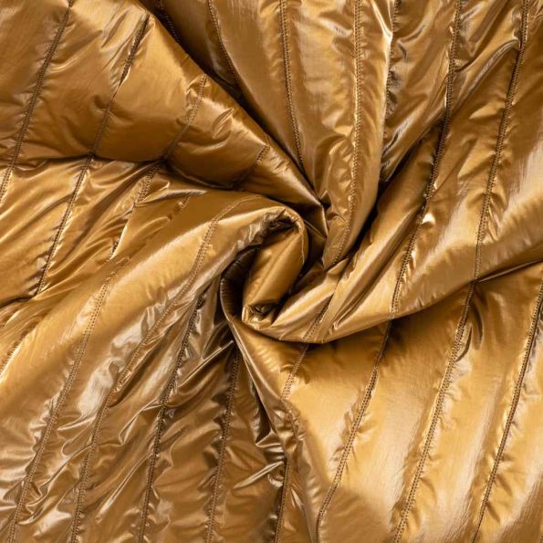 Tissu Doudoune matelassé brillant Karla réversible  Doré - Par 10 cm