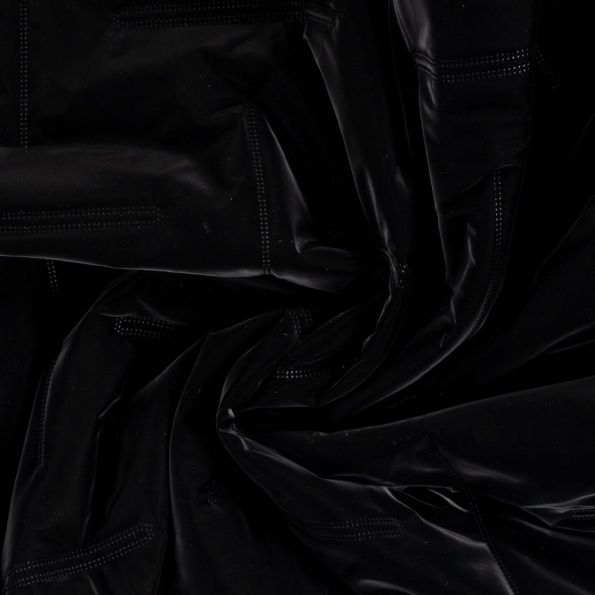 Tissu Doudoune matelassé Mila déperlant  uni Noir - Par 10 cm