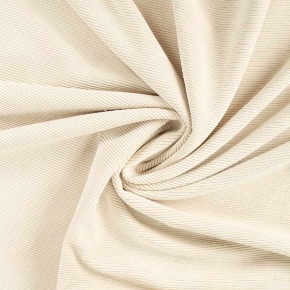 Tissu Velours Côtelé lavé  Eden envers fausse fourrure uni  Ecru - Par 10 cm