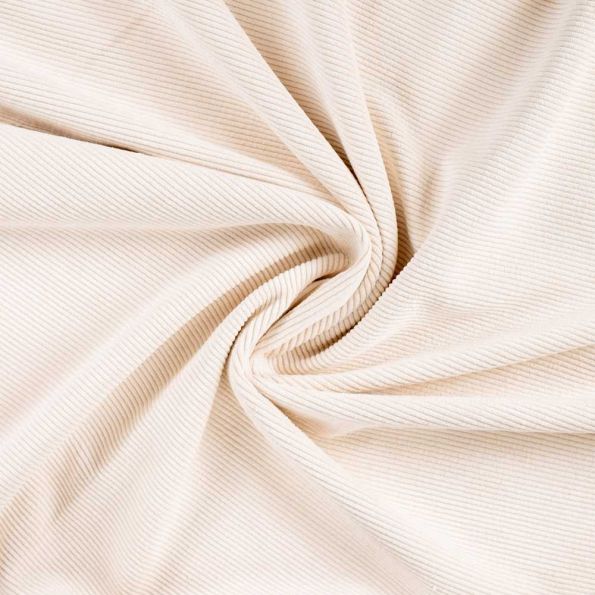 Tissu Velours Côtelé lavé  Eden envers fausse fourrure uni  Blanc - Par 10 cm