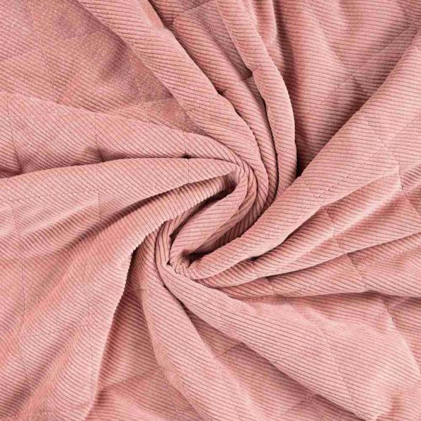 Tissu Velours Côtelé matelassé Ylona envers fausse fourrure uni Vieux rose - Par 10 cm