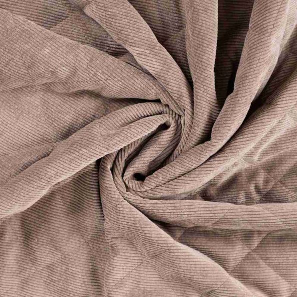 Tissu Velours Côtelé matelassé Ylona envers fausse fourrure uni Taupe - Par 10 cm