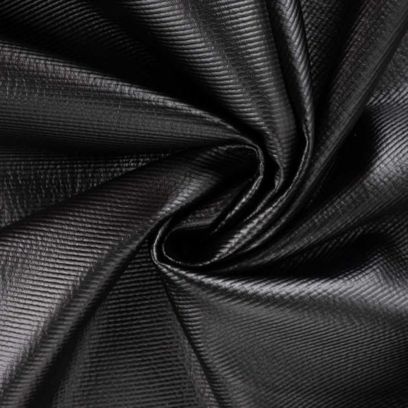 Tissu Velours Côtelé Orlane enduit uni Noir - Par 10 cm