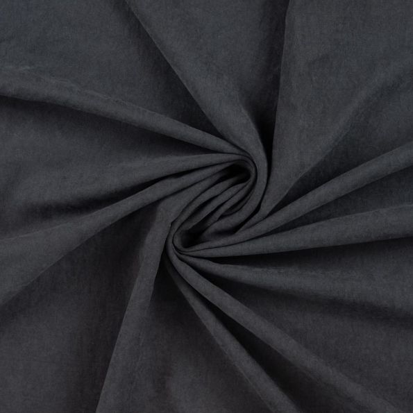 Tissu Suédine Melody  aspect peau de pêche envers satiné uni Noir - Par 10 cm