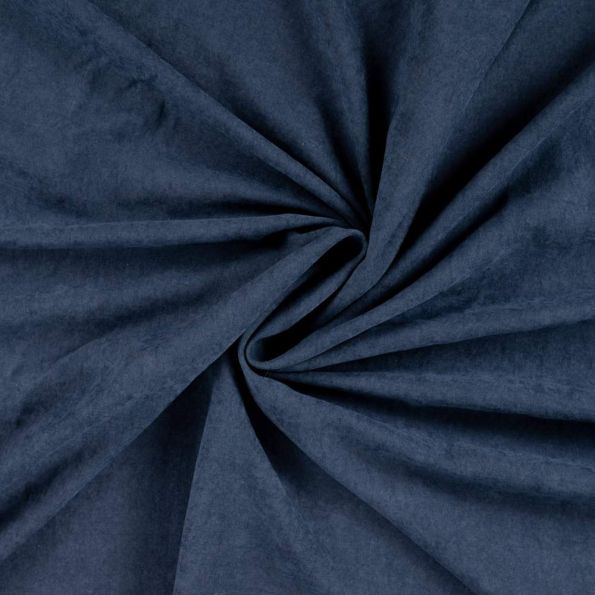 Tissu Suédine Melody  aspect peau de pêche envers satiné uni Bleu marine - Par 10 cm