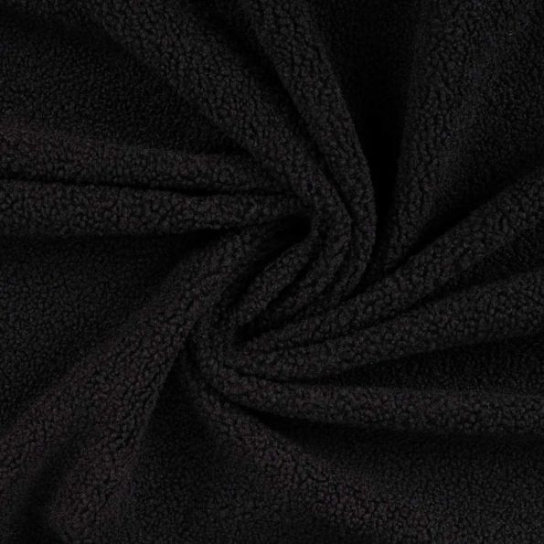 Tissu Fausse fourrure Mouton Elsa uni  Noir - Par 10 cm
