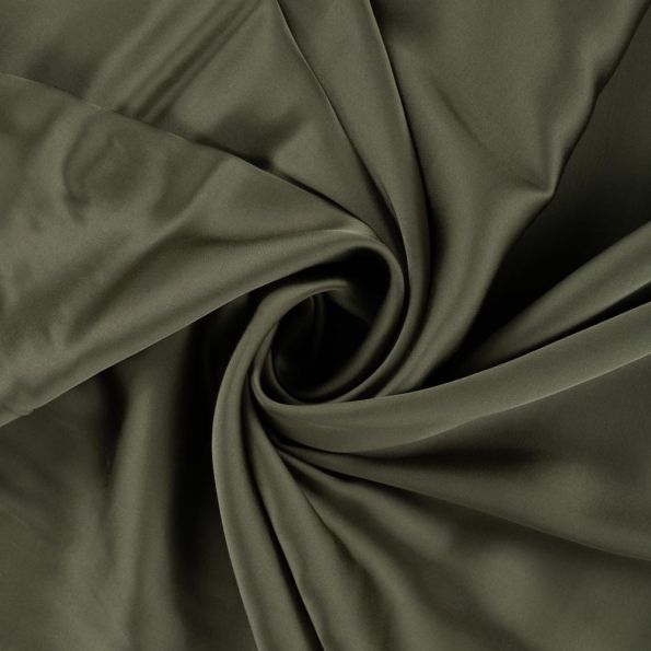 Tissu Viscose   Olivia touché Satin uni  Vert kaki - Par 10 cm
