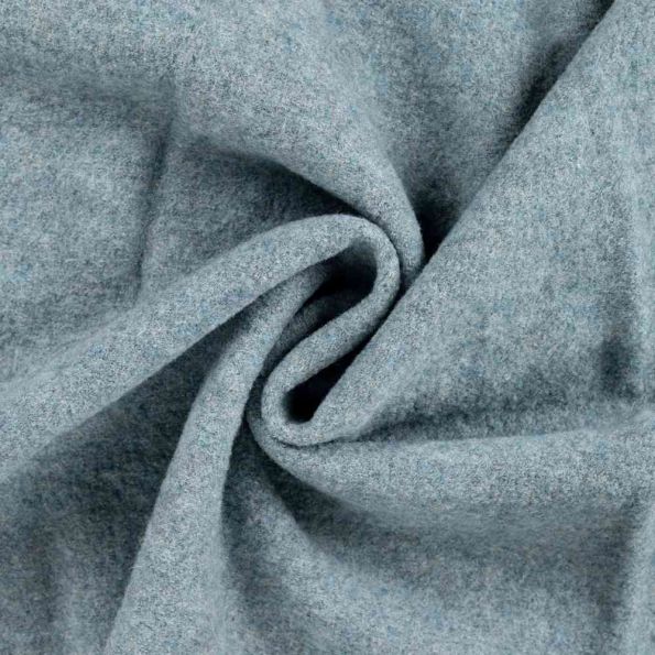 Tissu Laine bouillie  Isolde uni Bleu gris - Par 10 cm