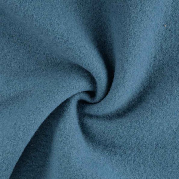 Tissu Laine bouillie  Isolde uni Bleu pétrole - Par 10 cm