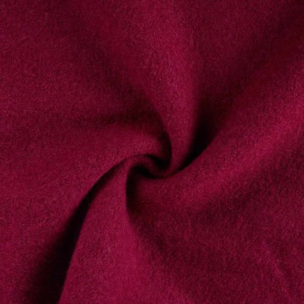 Tissu Laine bouillie  Isolde uni Bordeaux - Par 10 cm