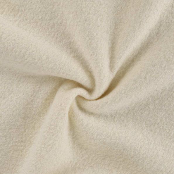 Tissu Laine bouillie  Isolde uni Blanc - Par 10 cm