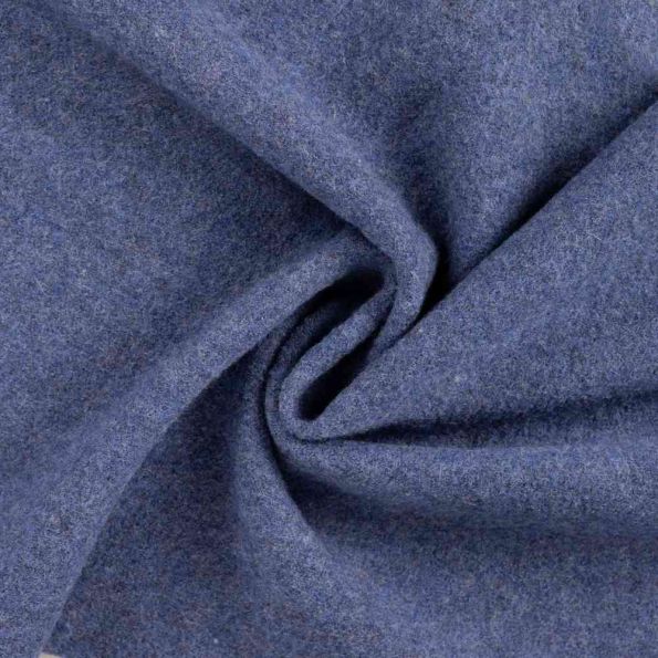 Tissu Laine bouillie Isolde uni Bleu lavande - Par 10 cm