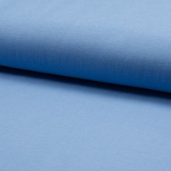 Tissu Jersey Piqué de coton spécial Polo Bleu ciel - Par 10 cm