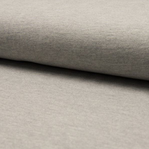 Coupon Tissu Jersey Piqué de coton spécial Polo Gris clair chiné - Coupon de 20 cm