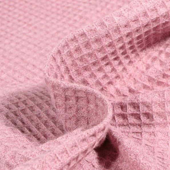 Tissu Nid d'abeille chiné Rose - Par 10 cm