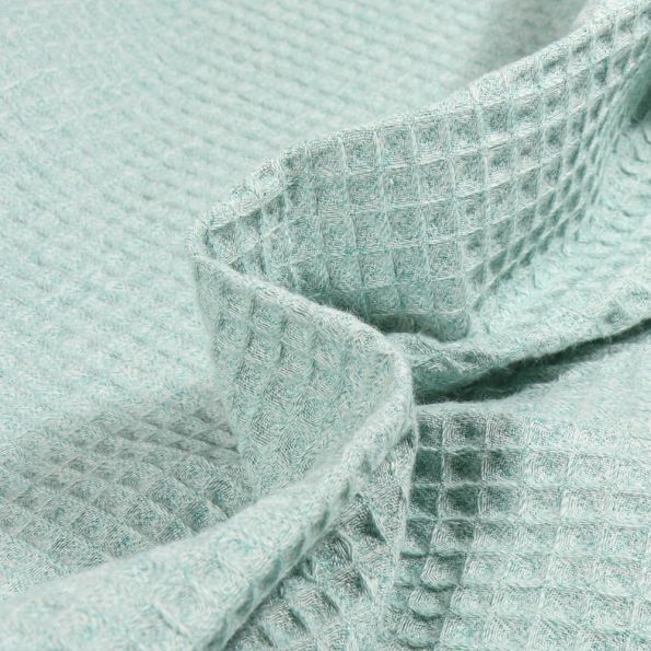 Tissu Nid d'abeille chiné Vert menthe - Par 10 cm