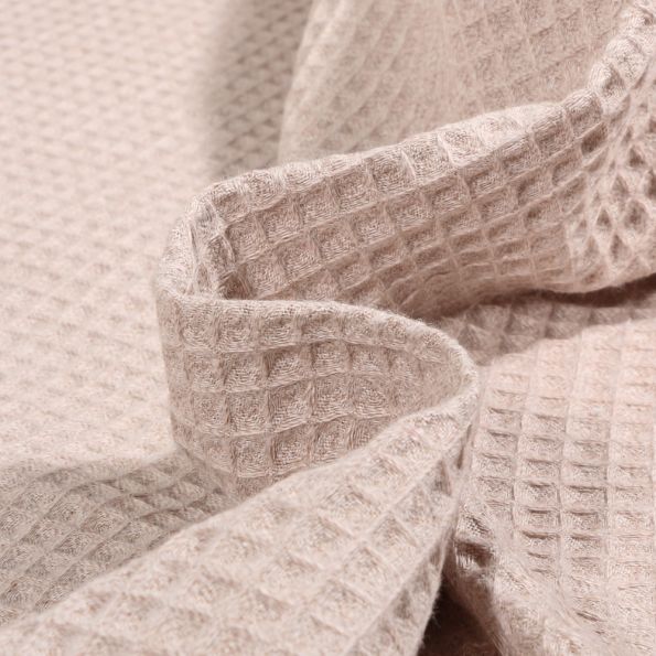 Tissu Nid d'abeille chiné Crème - Par 10 cm