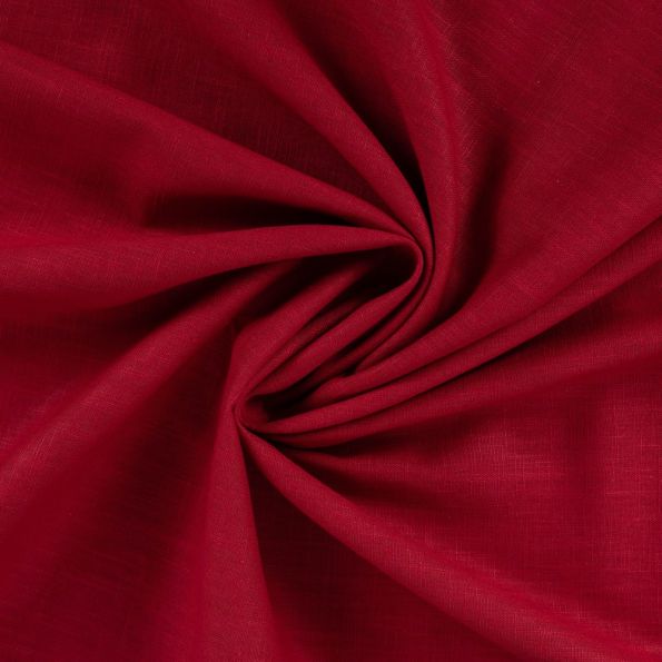 Tissu 100% Lin uni Rouge cerise - Par 10 cm