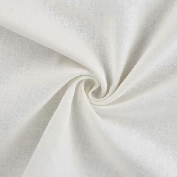Tissu 100% Lin uni Blanc pur - Par 10 cm