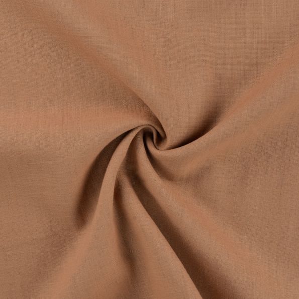 Tissu 100% Lin uni Caramel - Par 10 cm