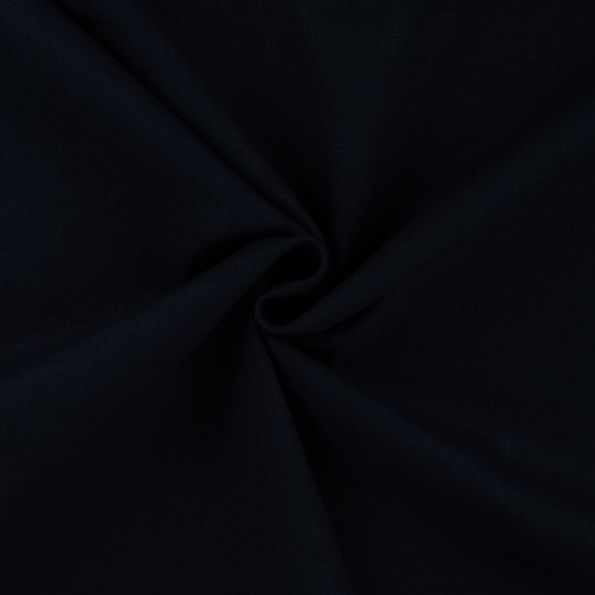 Tissu 100% Lin uni Bleu nuit - Par 10 cm