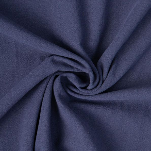 Tissu Coton Lavé aspect Lin uni Bleu marine - Par 10 cm